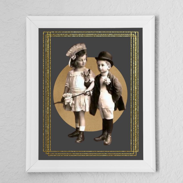 Affiche Jote Enfants Vintage photo encadrée (Créateur téléchargé)