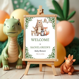 Affiche Jote Forest Bois Animaux Baby shower Bienvenue
