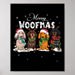 Affiche Jote Joyeux Woofmas Dachshund Chien de Noël Reinde