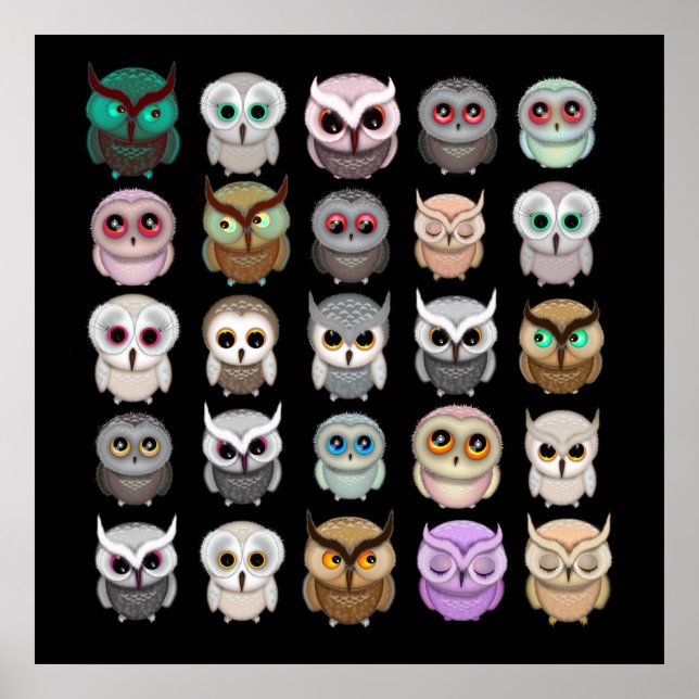 Affiche Jote Little Owls Illustrations Art Amusant (Devant)