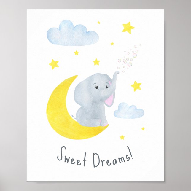 Affiche Jote Sweet Dreams Citer Elephant Nursery Wall Art (Devant)