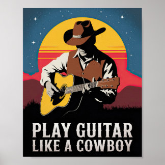 Affiche Jouer à la guitare comme un cowboy