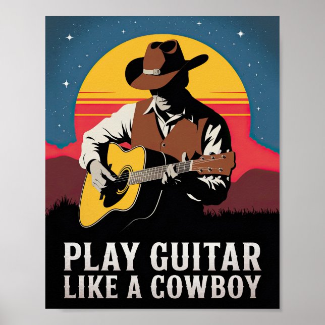 Affiche Jouer à la guitare comme un cowboy (Devant)