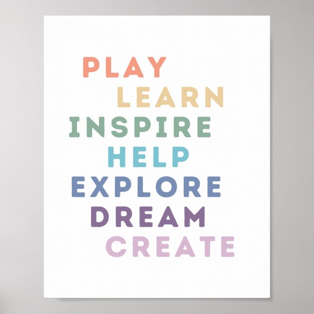 Affiche Jouer, apprendre, inspirer, aider, explorer, rêver (Devant)