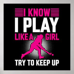 Affiche Jouer au hockey comme une fille en céramique