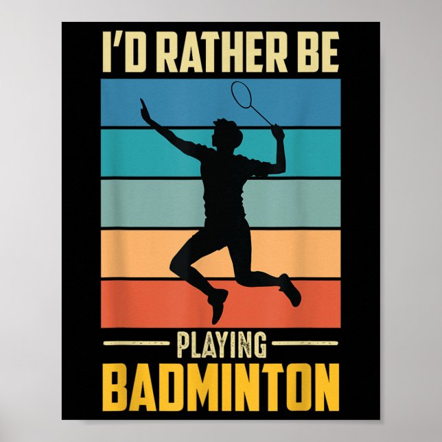 Affiche Jouer au jeu de joueur de badminton rétro Shuttle  (Devant)