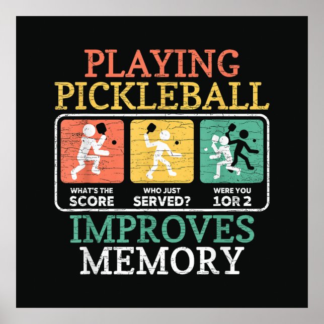 Affiche Jouer au Pickleball Améliore la Mémoire (Devant)