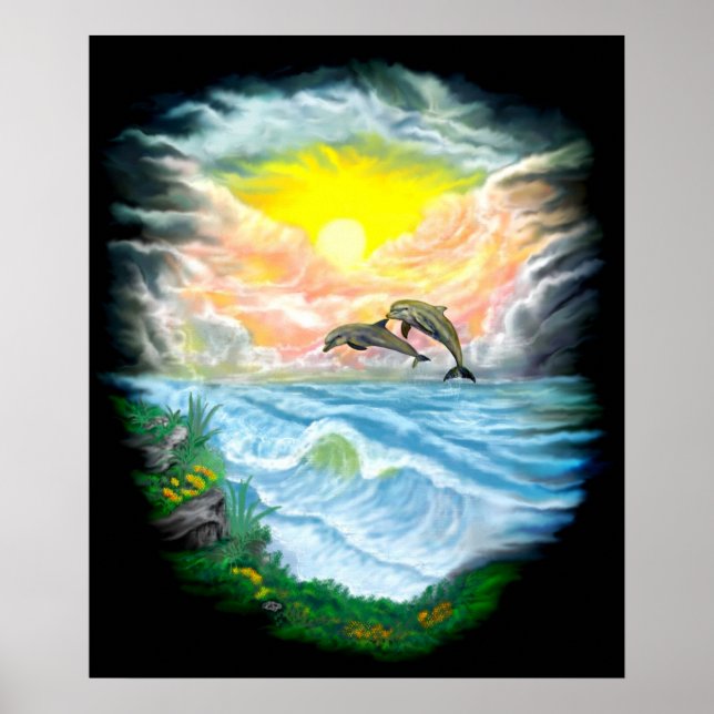 Affiche Jouer aux dauphins sous le soleil (Devant)