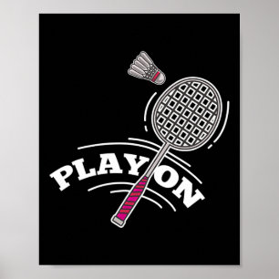 Affiche Jouer Badminton Player Sport Stick Shuttle Racket