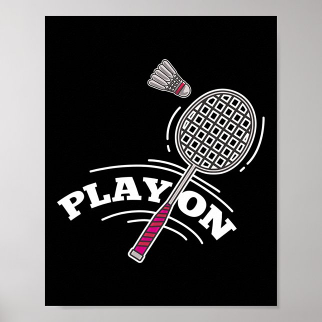 Affiche Jouer Badminton Player Sport Stick Shuttle Racket (Devant)