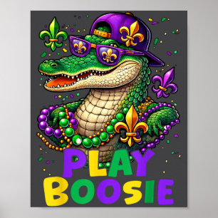 Affiche Jouer Boosie Perles Mardi Gras Carnaval Louisiane
