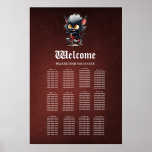 Affiche Jouer Chat Noir sur Bicycle Rouge