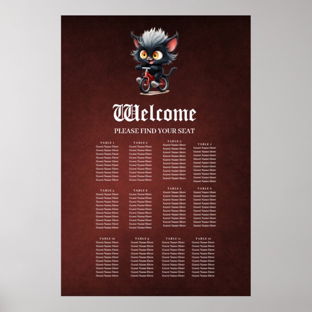 Affiche Jouer Chat Noir sur Bicycle Rouge (Devant)