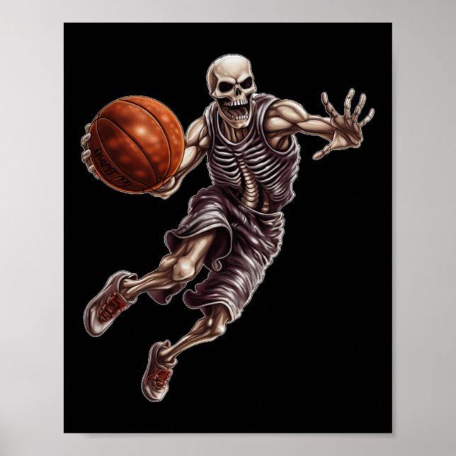 Affiche Jouer Cool de basket-ball drôle Halloween 1 (Devant)