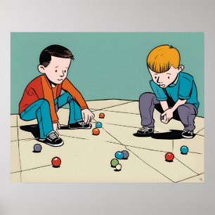 Affiche Jouer des billes - Jouets pour enfants