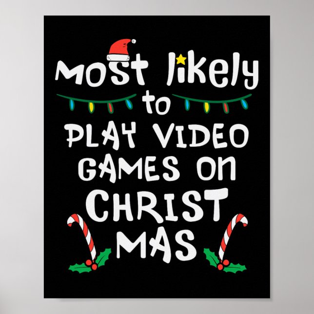 Affiche Jouer jeu vidéo jeu Noël Famille (Devant)