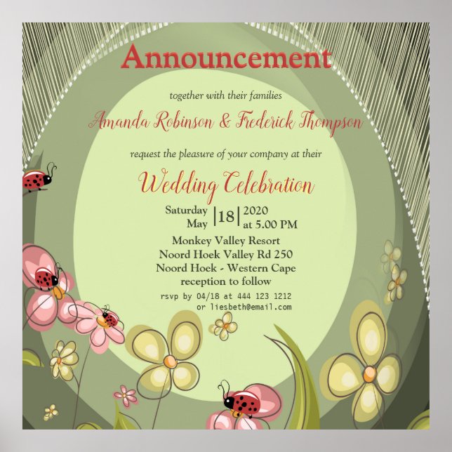 Affiche Jouer look nature avec des fleurs et coccinelle (Devant)