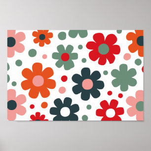 Affiche Jouer Motif de fleurs rétro
