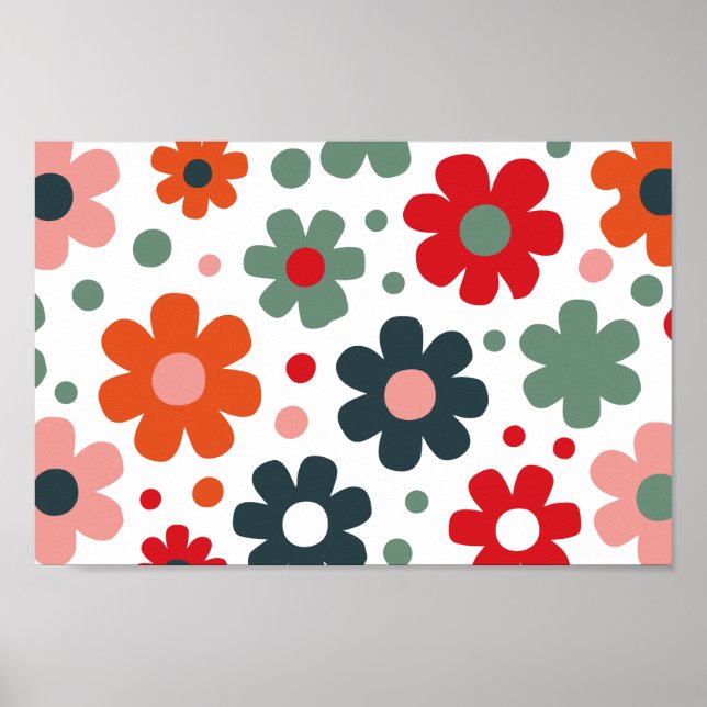 Affiche Jouer Motif de fleurs rétro (Devant)