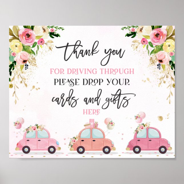 Affiche Jouer Par Cartes Baby showers Cadeaux Signal Rose  (Devant)
