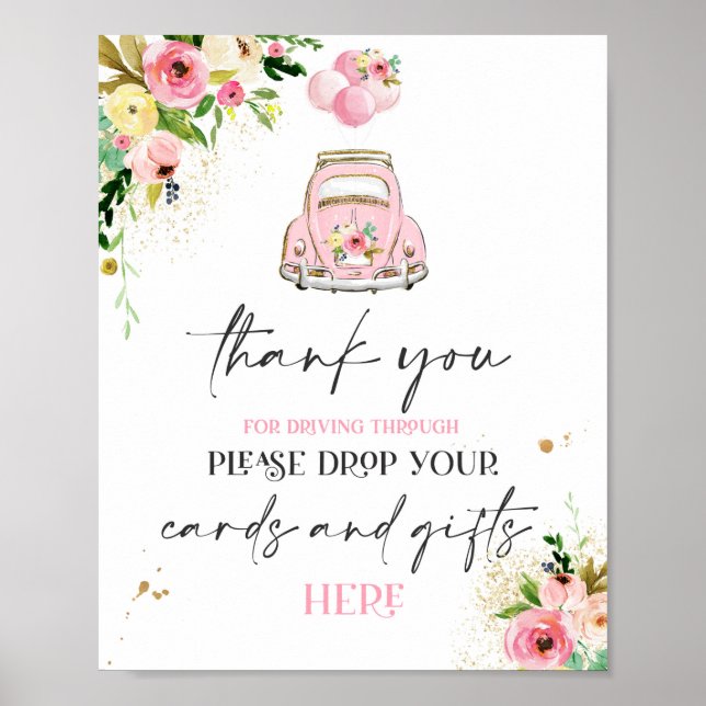 Affiche Jouer Par Cartes Baby showers Cadeaux Signal Rose  (Devant)