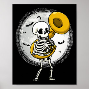 Affiche Jouer Sousaphone Tuba Instrument Halloween Band