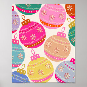 Affiche Jouer Vintage Noël Baubles