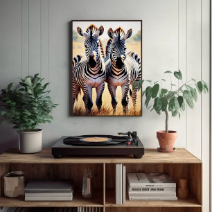 Affiche Jouer Zebras Colorful Safari Inspiré Art