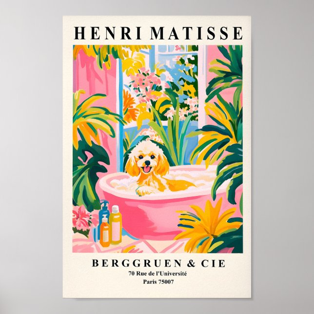 Affiche Jouet Poodé Dans La Baignoire, Mur De Salle De Bai (Devant)