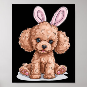 Affiche Jouet Poodle Chien se reproduire Joyeux Pâques Hom