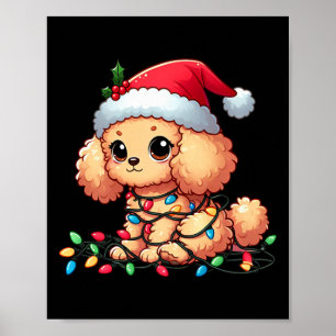 Affiche Jouet Poodle Noël Lumières Chien Drôle Noël
