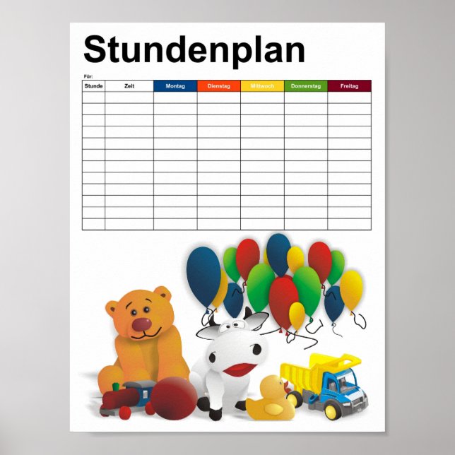 Affiche Jouet pour enfants / Horaire (Devant)