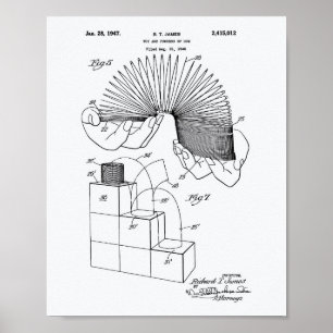 Affiche Jouet Slinky 1946 Art breveté - Livre blanc