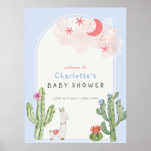 Affiche Jouets Arch Boho Bleu Baby shower d'accueil