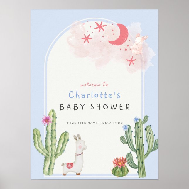 Affiche Jouets Arch Boho Bleu Baby shower d'accueil (Devant)