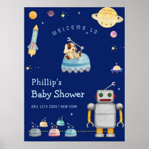 Affiche Jouets pour garçons Robot Espace Bébé Bienvenue à