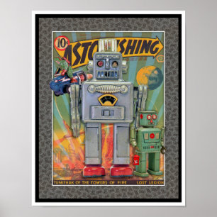 AFFICHE JOUETS SPATIAUX RÉTRO MCM IMPRIMÉS
