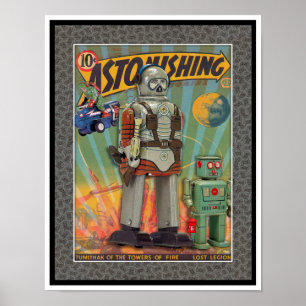 AFFICHE JOUETS SPATIAUX RÉTRO MCM IMPRIMÉS