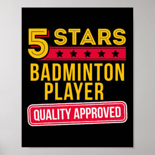 Affiche Joueur 5 étoiles Badminton - Drôle Racquet Sport G