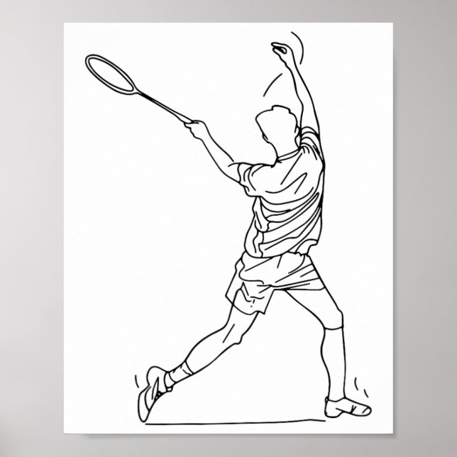 Affiche Joueur Badminton Dessin Jeu De Navette Pour Garçon (Devant)