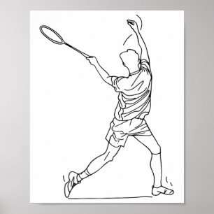 Affiche Joueur Badminton Dessin Jeu De Navette Pour Garçon