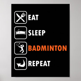 Affiche Joueur Badminton Racket Shutte Athlète Mange Sleep