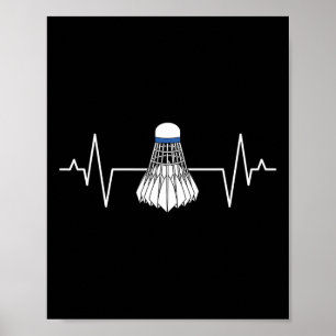 Affiche Joueur Badminton Racquet de coeur Sport Lover Shu