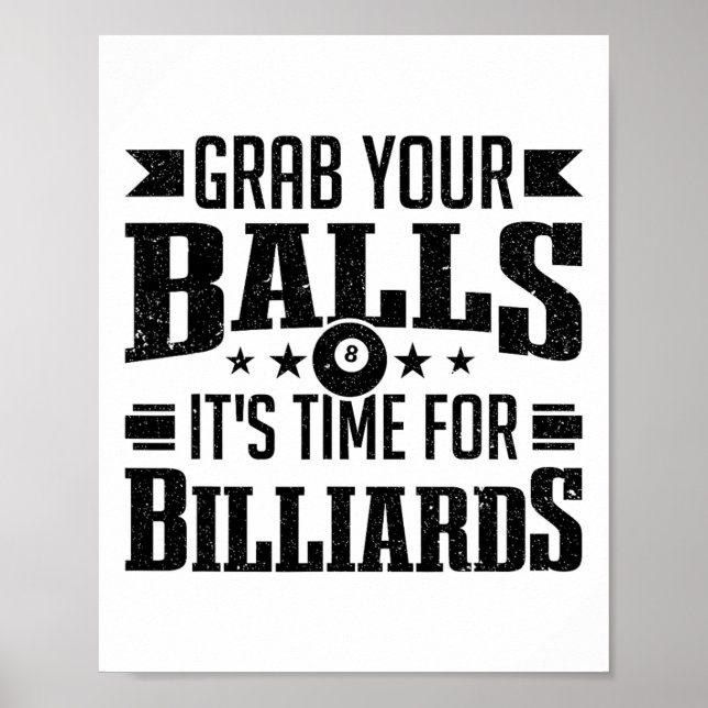 Affiche Joueur billard attraper votre Il est temps pour Bi (Devant)