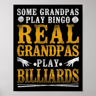 Affiche Joueur Billard Bal Grand-pa Vintage Quelques Gr