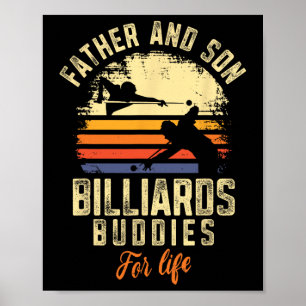 Affiche Joueur Billard Bal Papa Son Retro Vintage F