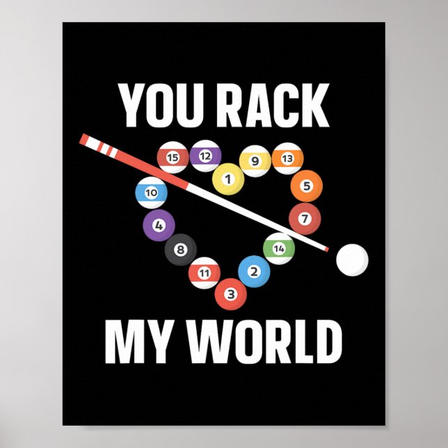 Affiche Joueur Billard Ball Pun Coeur Valentines Da (Devant)