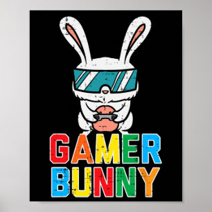 Affiche Joueur Bunny mignonne Vidéo de Pâques Jouer Garçon