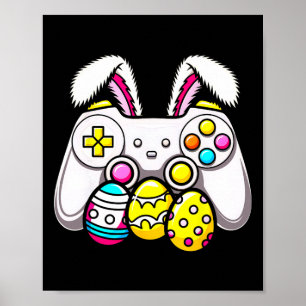 Affiche Joueur Bunny Pâques Gamepad Oeufs Jeu Pour Enfants