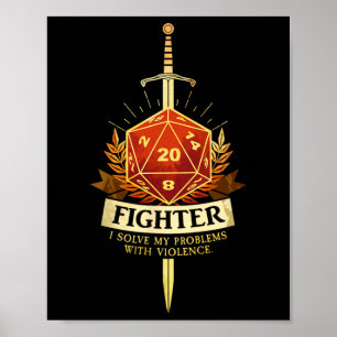 Affiche Joueur Cl Combattant Rpg Trpg Fantastique Jeux - N